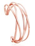 Bangle Bracelet for Women Rose Gold Cuff Bracelet for Teen girls Multi-layer Cross Wire Bracelet Rose Gold Open Bangle Bracelet for Best Friend (rose gold)