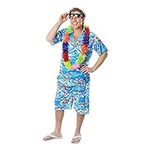 HAWAIIAN SHIRT SHORTS mens fancy dress BLUE beach MAUI