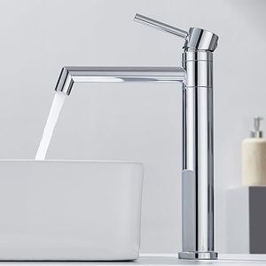 Ulytid Rubinetto per Lavabo Alto, Miscelatore per Lavabo in Cromo, Rubinetto per Il Bagno Con Rotazione a 360°, Altezza Del Beccuccio 204mm, Miscelatore Monocomando