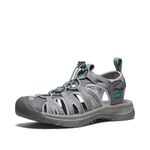 KEEN Women's Whisper Sport Sandal, Medium Grey/Peacock Green, 8 M (Medium) US