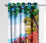 Ultimate Trends Premium Polyester 3D Digital Nature Landscape Printed 90% Blackout Curtains for Window, 5 feet, Pack of 2 Piece, Multi Color, (UTCR-1362_BC_F)