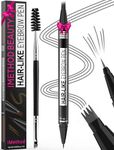 iMethod Eyebrow Pen - Eyebrow Pencil Magical 2-in-1 Eye Brow Pencils for Women with 4-Fork-Tip & Precise Brush-Tip Create Natural Hair-Like Brows, Last All-Day, Microblading Eyebrow Pen, Grey