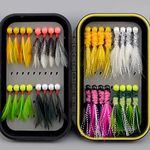 YAZHIDA Jig Head Sunfish Smallmouth bass Lures Ball Lead Head Crappie jig Heads Natural Feather Jighead (Yellow)