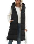 BBO Women's Long Puffer Vest Sleeveless Puffy Jacket Zip Up Hoodie Quilted Vest Warm Padded Jacket Winter Coat Outerwear Vests Thick Fashionable Jacket