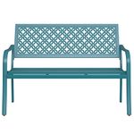 Grand patio Garden Bench, Outdoor Bench with 2-3 Seater, Rust Resistant, Stamped Pattern, Choice of Colours, Suitable for Indoor, Outdoor, Patio, Park (Blue)