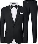 WEEN CHARM Men's Black Suits Slim Fit One Button 2 Piece Suit Formal Wedding Prom Tuxedo Blazer Pants Set