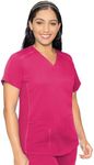 Med Couture Touch Women's V-Neck Shirttail Top, Pink Punch, X-Large