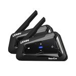 LEXIN MeshCom Motorcycle Helmet Bluetooth Headset, 24 Riders Mesh Communication System, Dual Chips with Audio Multitasking/Music Sharing/1150mAh Battery/FM Radio/Noise Reduction/Waterproof, Dual Pack