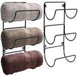 Sorbus Towel Rack Holder Set - Wall Mounted Storage Organizer for Towels, Washcloths, Hand Towels, Linens, Ideal for Bathroom, Spa, Salon, Modern Design, Set of 2 (Black)