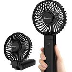 EasyAcc Handheld Fan, 2022 3rd New Portable Fan Desk Fan [ 4 Speed/Power Indicator/Removable Fan Cover] Quiet Powerful Battery Operated Fan, One Touch Power Off Personal Fan for Travel Office Outdoor