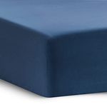 Bedsure Double Fitted Sheet Deep - Bed Sheets Extra Deep Pocket 16 inch (40 cm) made of Soft Brushed Polyester Microfiber Material for Double Bed, Navy, 135x190cm