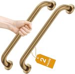 FANHAO 2 Pack Shower Grab Bar, 16 Inch Stainless Steel Bathroom Grab Bar with Anti-Slip Knurled Grip, Heavy Duty Shower Handle Bath Handle, Safety Bars for Elderly Handicapped (Champagne Bronze)