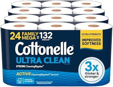 Cottonelle Ultra Clean Toilet Paper with Active CleaningRipples Texture, Strong Bath Tissue, 24 Family Mega Rolls = 132 Regular Rolls (4 Packs of 6)