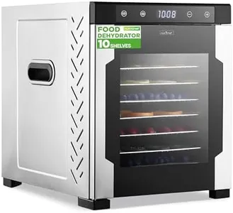 NutriChef Electric Countertop Food Dehydrator-900-Watt Premium Multi-Tier: Save Time v. 600W. Make Jerky, Dried Fruit/Veggies, Dog Treats, Yogurt, 10 Stainless Steel Trays, Digital Timer, Temp Control