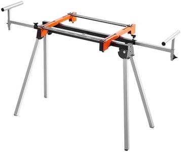 VEVOR 80in Collapsible Rolling Miter Saw Stand With One-piece Mounting Brackets, Clamps, Rollers, Heavy Duty Folding With Sliding Rail, 300lbs Load Capacity