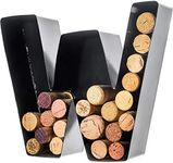 will's Metal Wine Cork Holder - Letters A to Z | Modern Housewarming Gift, Home Bar Decor Wine Gift, Wine Bar Decor, Wedding Registry Items | Large Wall Art | Wine Gifts for Women, Black Small (W)