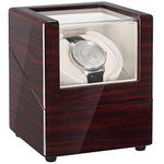 CHIYODA Single Watch Winder for Automatic Watches Solid Wooden Box with Mabuchi Motors, Battery Powered or AC Adapter