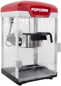 West Bend Stir Crazy Movie Theater Popcorn Popper, Gourmet Popcorn Maker Machine with Nonstick Popcorn Kettle and Popcorn Scoop for Popcorn Machine, 4 Qt., Red