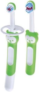 Mam Learn To Brush Long Handle Toothbrush Set, 5 Months, Green