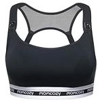 Momcozy Nursing Bras for Breastfeeding, Low-Impact Nursing Sports Bra Support Maternity Pregnancy Padded Wireless Bralette Black
