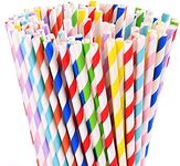 Her Home Paper Straws - 100 Biodegradable 6MM - Durable & Eco-Friendly Colorful - Rainbow Drinking Straws & Party Decoration Supplies - Made in India (100)