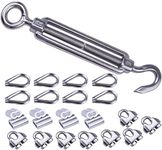 DIY Crafts Cable Railing Kit Hook & Eye Turnbuckle Wire Rope Tension Cable Clip Clamp Aluminum Crimping Loop Stainless Steel Thimble 10 Meter Rope with 1x Kit (Cast Iron, 5X Kit 50mtr Rope)