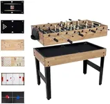 Sunnydaze 10-in-1 Game Table - Combination Multi-Game Table with Billiards, Push Hockey, Foosball, Ping Pong, and More - 49.5-Inch - Light Wood Look