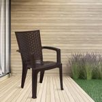 Nilkamal Mid Back Chair with Arm CHR2225 | Chair for Living Room, Bed Room, Kitchen, Office Room, Outdoor| 100% PolyPropylene Stackable Chair | (Weather Brown, Set of 2)