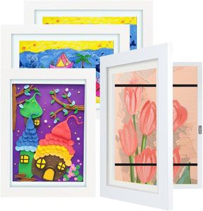 WeePro [4-Pack Kids Artwork Frames Changeable - Kids Art Frames Front Opening 8.5 x 11 Holds 150 Pics, Artwork Frames for Kids Art, Kids Art Frame Ideal for Portfolio, Pictures, Drawings (White)