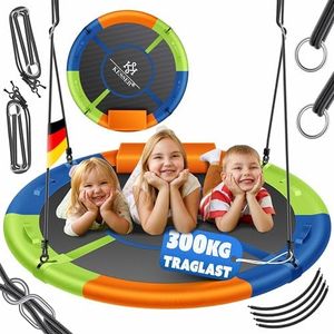 KESSER® Balançoire nid d'oiseau Balançoire Disque Balançoire Suspendue Balançoire nid d’Oiseau Balançoire réglable Balançoire de Jardin Balançoire pour Enfants Balançoire Multicolore, 120 cm