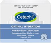 CETAPHIL Optimal Hydration Healthy Glow Daily Cream 48ml, 48 Hour Hydration, Face moisturiser for Dehydrated, Sensitive & Dry Skin, With Hyaluronic Acid, Hypoallergenic, Dermatologist Tested