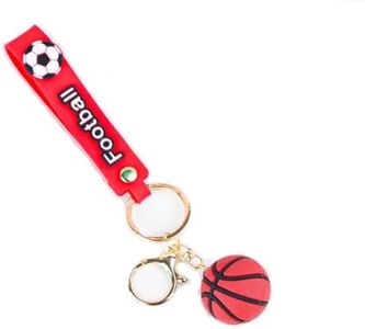 Rovamvia Sports Football & Soccer Keychain with PVC Rubber Strap and 3D Ball Charm, Bag Pendant Accessory (Basketball)