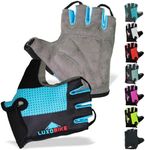 LuxoBike Blue Cycling Gloves Bicycle Gloves Bicycling Gloves Specialized Mountain Bike Gloves Men - Anti Slip Shock Absorbing Gel Padded Breathable Half Finger Road Bike Clothes for Ladies Womens