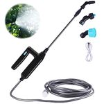 DOUBFIVSY Battery Powered Sprayer, Electric Sprayer Wand Rechargeable Portable Garden Plant Sprayer with 3 Nozzles and 5M Hose Mister Sprayer for Yard Lawn Weeds Plants(7.2V Sprayer)