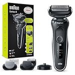 Braun Series 5 Electric Shaver With Beard Trimmer, Body Groomer & Charging Stand, Wet & Dry, 100% Waterproof, UK 2 Pin Plug, 50-W4650cs, White Razor, Rated Which Best Buy