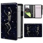 Server Books for Waitress Waiter with Zipper Pocket, Dance Skull Skeleton Cute Leather Server Pads Waitstaff Organizer Guest Check Presenters Server Wallet Money Holder Pouch Fit Apron