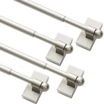 4 Pack Magnetic Curtain Rod Magnetic Curtain Rods For Metal Doors Multi-Use Adjustable Cafe Sidelight Magnetic Rods Extends from 09 inch to 16 inch Magnetic Cafe Curtain Rod, Nickel, 4 Pack