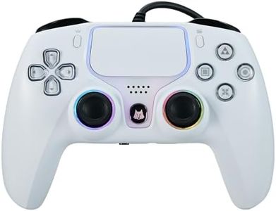 NBCP Wired PS5 Controller - Gaming Controller for PlayStation 5, PS4, PC/Steam, Turbo & Linear Hall-effect Trigger, Dual Vibration, 3.5mm Audio Jack - White