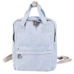 Vintage Denim Backpack Tote Satchel Hiking Knapsack Canvas Backpack Travel Bag Handbag Purse Rucksack (209 light blue)