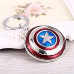 YaaNatural Yaa Catchy Captain America Shield Keychain Heavy Metal Keyring, Rotating Sliver, Blue