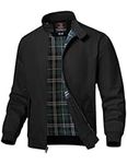 BGOWATU Men's Cotton Lightweight Bomber Jacket Casual Fashion Windbreaker Harrington Jackets Black L