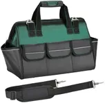 XIANGLE Tool Bag, 16 inch Tool Bag, Wide Mouth Waterproof Tools Storage Bag, Black & Green Tool Bag with Adjustable Shoulder Strap for Men/Women (1680D)