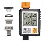 johgee Water Timer Garden Lawn Tap Sprinkler Timer Irrigation System Controller/Child Lock Mode/Auto&Manual Mode/Rain Delay/3”Large Screen/IP65 Waterproof