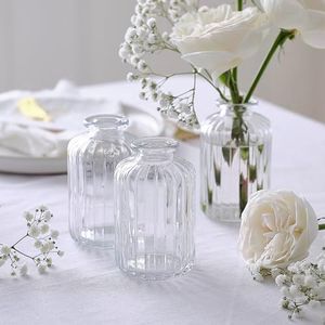 Ginger Ray 3x Vases à bourgeons en verre nervuré décorations de table de mariage 5,5 cm
