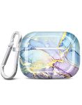 JIAXIUFEN for Airpods Pro 2nd Generation Case Cover Gold Glitter Marble Design Protective TPU Skin for Women Girl with Keychain Compatible with AirPods Pro 2019/Pro 2 Gen Case 2022, Purple Blue