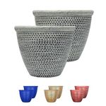 SG Traders Plastic Round Cromarty Plant Pot Flower Pot Planter Garden Decoration Antique Silver 25cm Plant Pot Outdoor Flower Pots Outside Garden Planters Outdoor With Drainage Holes (Pack of 2 Pot)