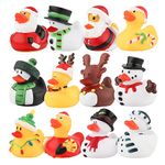 LUTER 12pcs Christmas Rubber Ducks, Bath Rubber Ducky Toys Cute Holiday Rubber Ducks Jeep Ducking for Holiday Celebrations Party Supplies Gifts