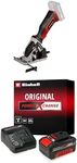 Einhell Power X-Change 89mm Cordless Mini Circular Saw With Battery And Charger - 18V Hand-Held Rotary Saw With 2 Blades For Cutting Wood and Plastic
