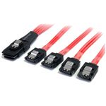 StarTech.com 50cm Serial Attached SCSI SAS Cable - SFF-8087 Plug to 4x Latching SATA (female) - Mini SAS to SATA Cable (SAS8087S450), Black red