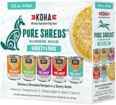 KOHA Pure Shreds Dog Food, 5 Flavors Variety Pack, Wet Food for Picky Eaters, Low Fat, High Protein, 12.5oz Cans, 6 Pack, 5.82 pounds